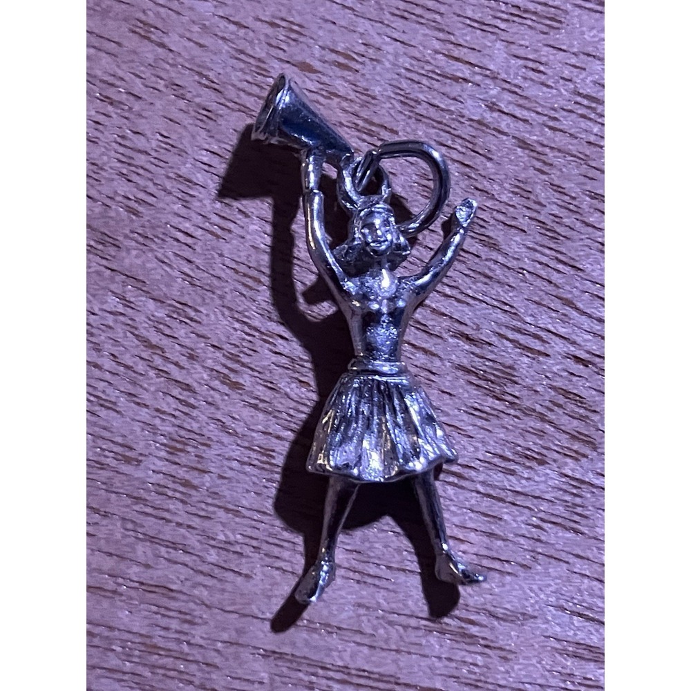 1 Sterling Silver Cheerleader Pep Squad bracelet charm